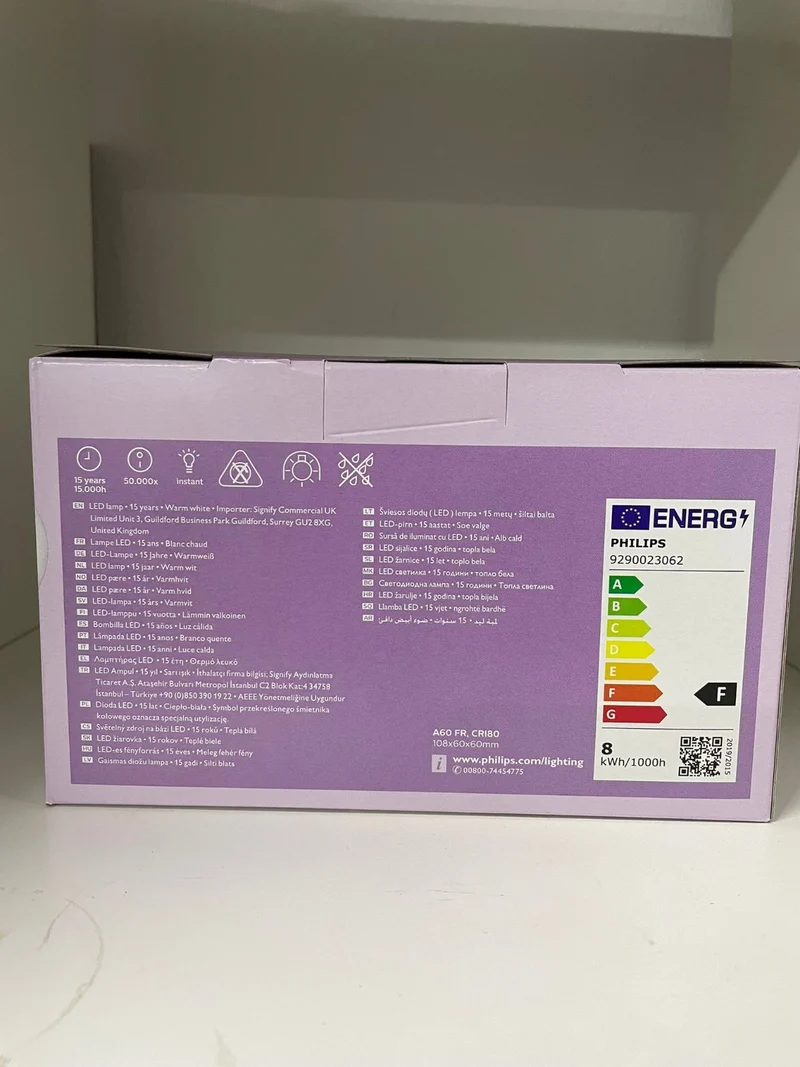 Philips LED E27 8W Warmweiß 2700K Ersatz für 60W Lampe – 6er Set