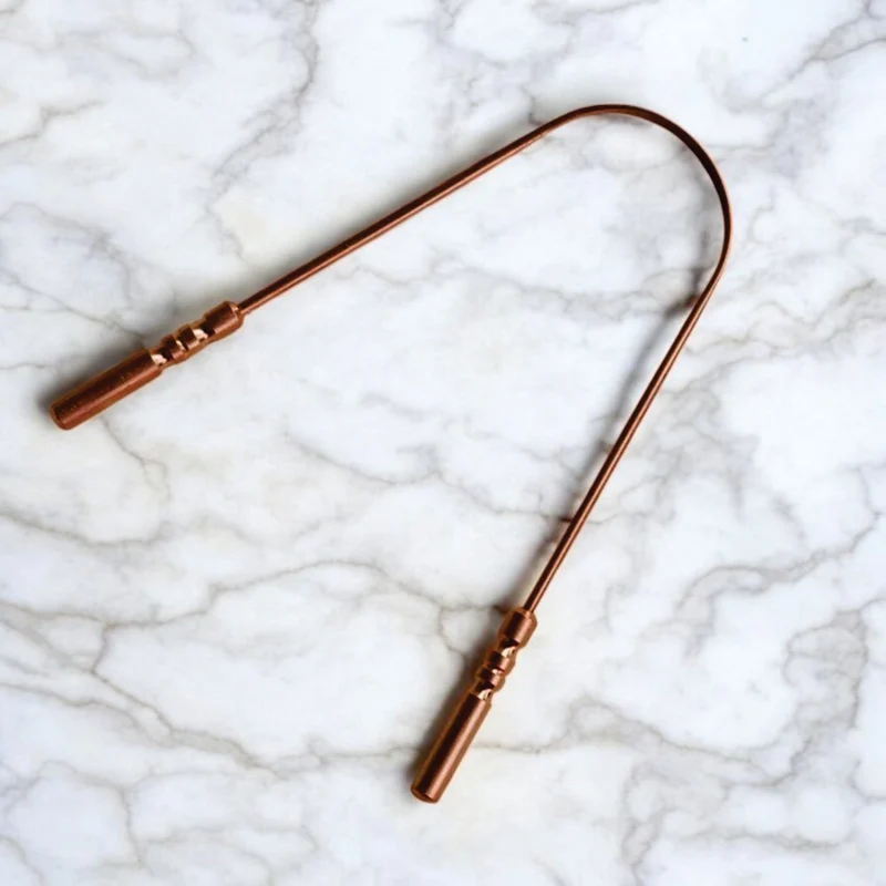 100% Pure Copper Ayurvedic Tongue Scraper (U-Shaped Oral Cleaner)