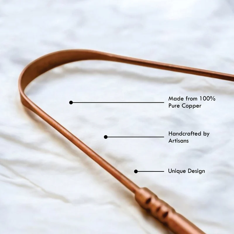 100% Pure Copper Ayurvedic Tongue Scraper (U-Shaped Oral Cleaner)