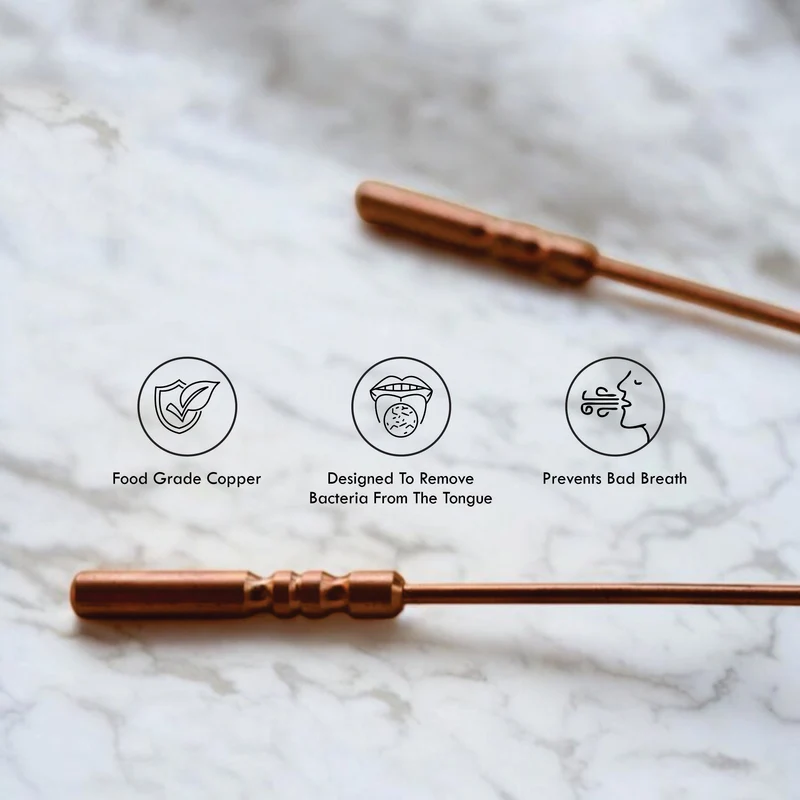 100% Pure Copper Ayurvedic Tongue Scraper (U-Shaped Oral Cleaner)