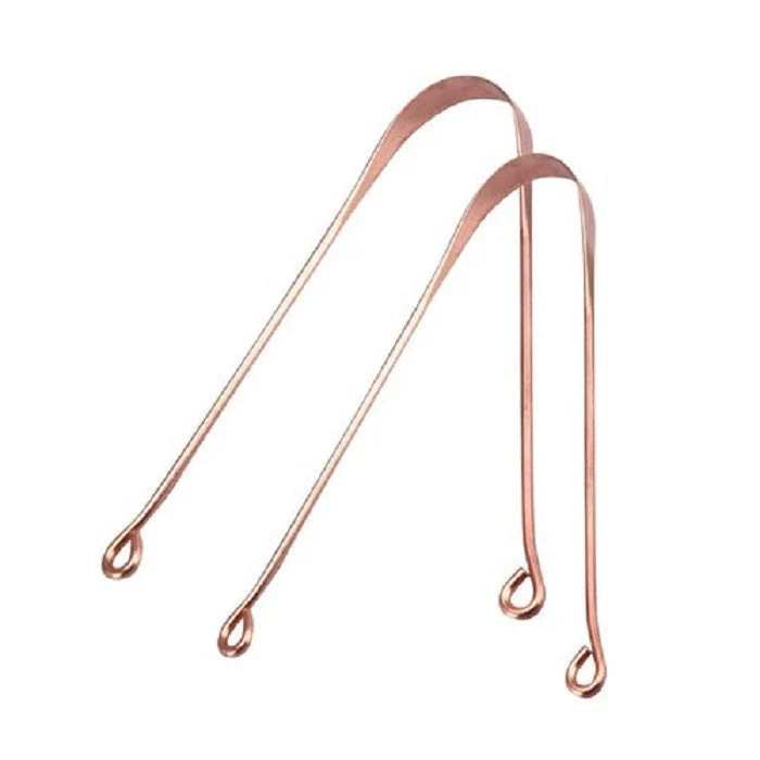 Pure Copper Ayurvedic Tongue Scraper - Set of 2 (Classic Loop Design)