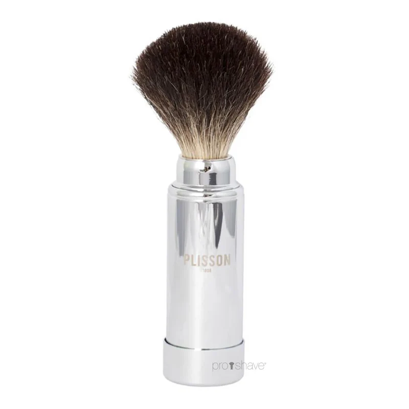 Travel brush, Pure Black Badger & Chrome, Size 8