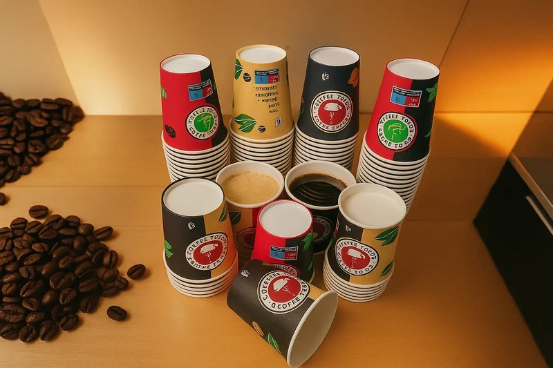 Pappbecher 200 ml 8 oz – Kaffee To Go Einwegbecher für Heiß- & Kaltgetränke, 50 / 500 / 1000 Stück