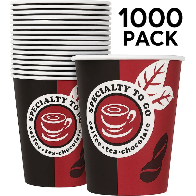 Pappbecher 200 ml 8 oz – Kaffee To Go Einwegbecher für Heiß- & Kaltgetränke, 50 / 500 / 1000 Stück