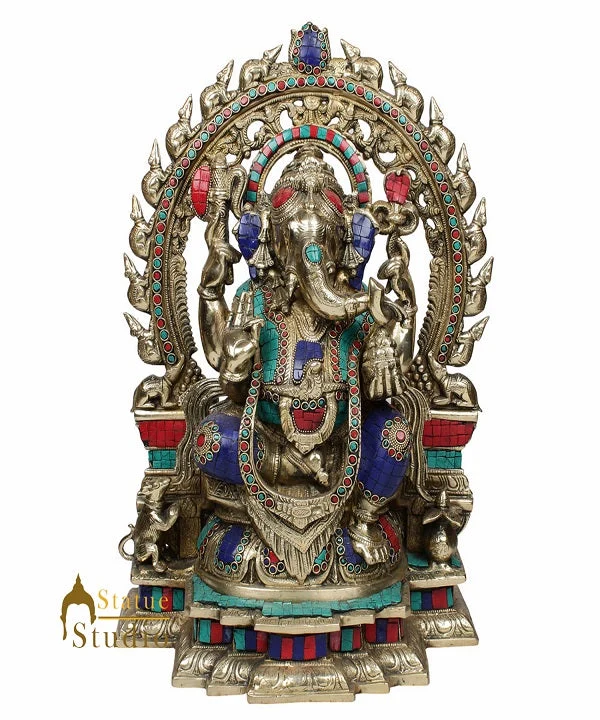 Beautiful Inlay Finish Ganpati Ganesha Murti Décor Idol Gifting Statue 1.5 Feet