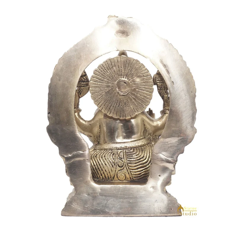 Brass Antique Ganesha Statue Ganpati Sitting Idol Home Pooja Room Décor Gift 8"