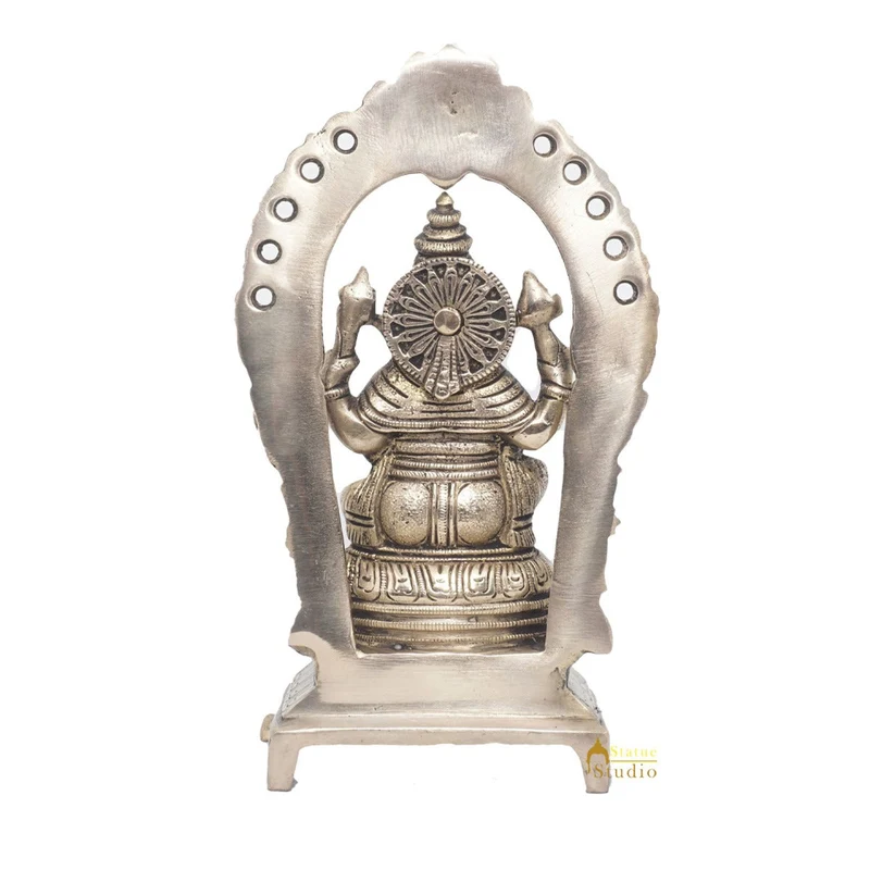 Brass Antique Ganesha Statue Ganpati Sitting Idol Home Pooja Room Décor Gift 8"