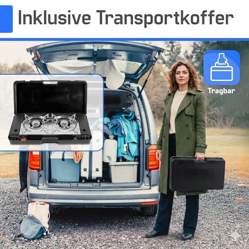 Doppel Campingkocher 2 flammig Gaskocher Kartusche Outdoor Herd