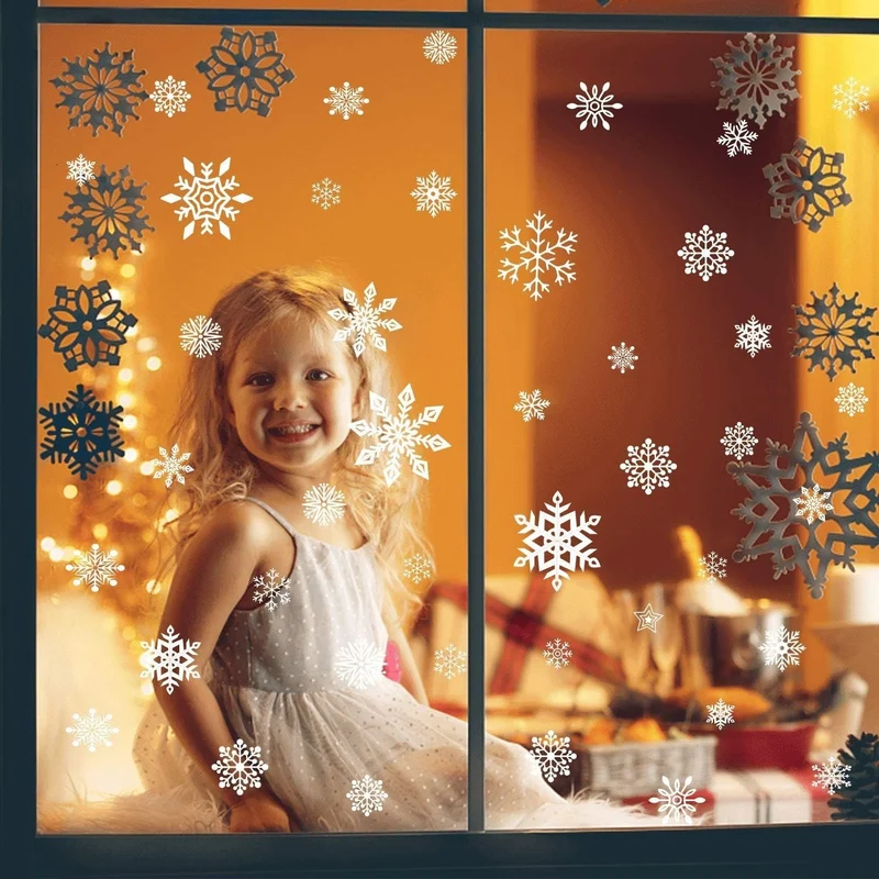 248 Stück Schneeflocken Fensterbilder – Statische Weihnachts-Fensteraufkleber, PVC, Wiederverwendbar, Winter & Weihnachtsdeko
