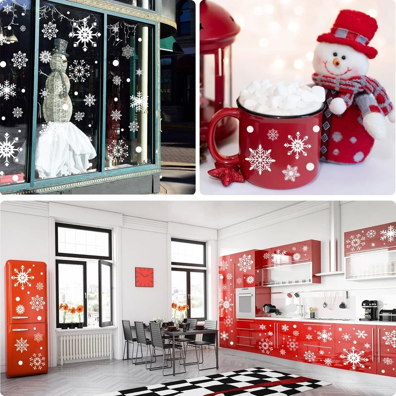 492 Stück Schneeflocken Fensterbilder – Statisch Haftende Weihnachtsaufkleber, 12 Bögen, PVC, Abnehmbar & Wiederverwendbar