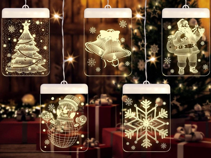 3D Glasmalerei LED Fensterdeko Weihnachten doppelseitig warmweiß Beleuchtung 🎄