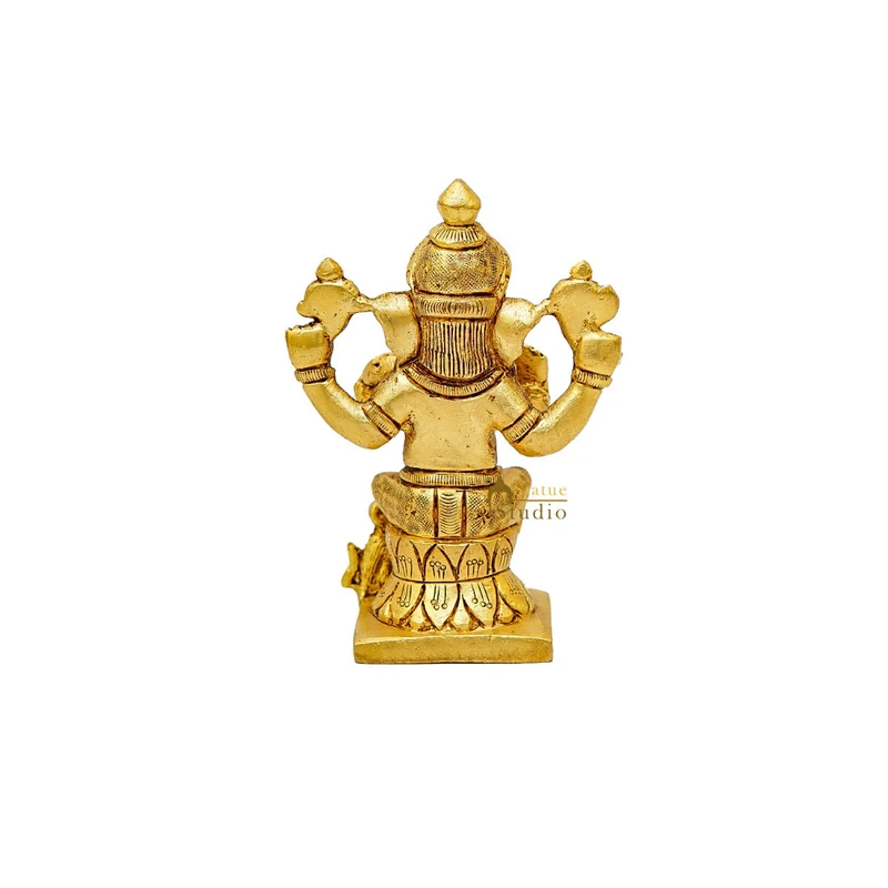 Brass Fine Mini Ganesha Idol For Home Temple Pooja Décor Statue 5"