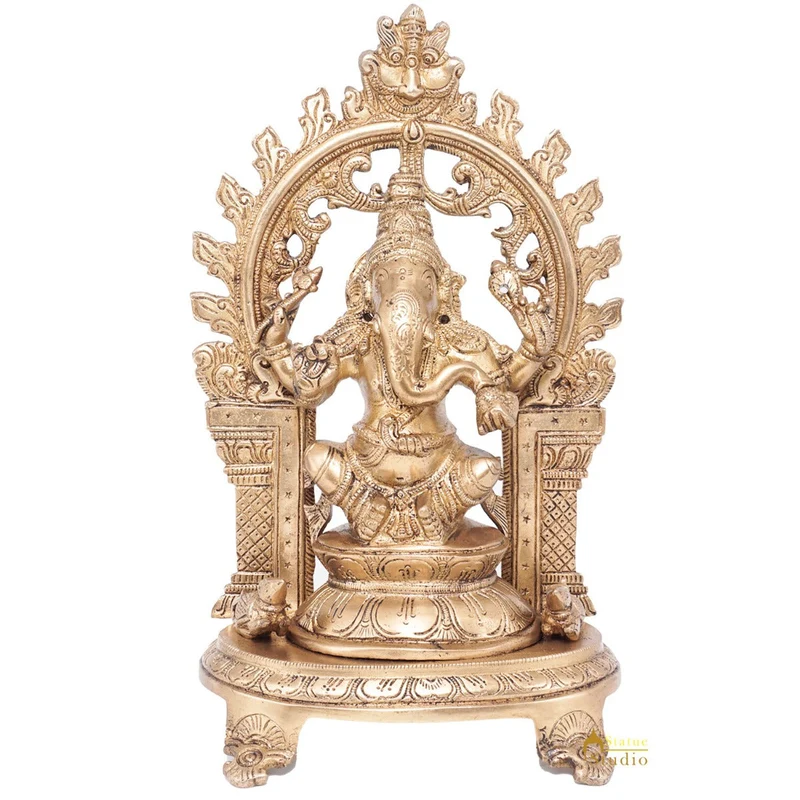 Brass Ganesha Idol Ganpati Statue For Home Office Décor Gift 11"