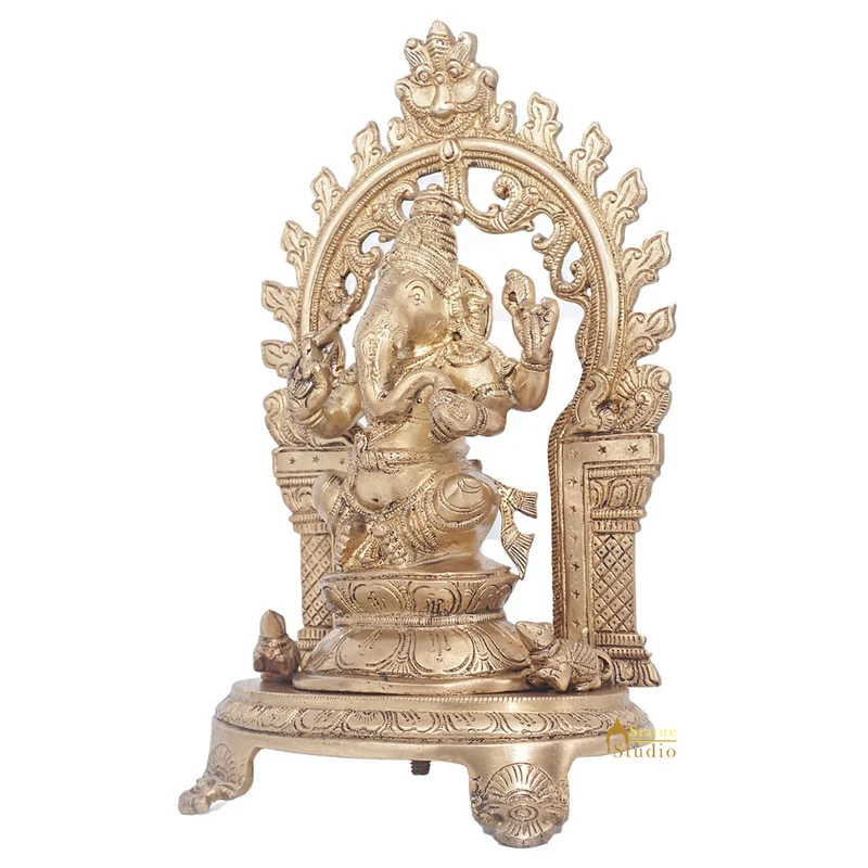 Brass Ganesha Idol Ganpati Statue For Home Office Décor Gift 11"