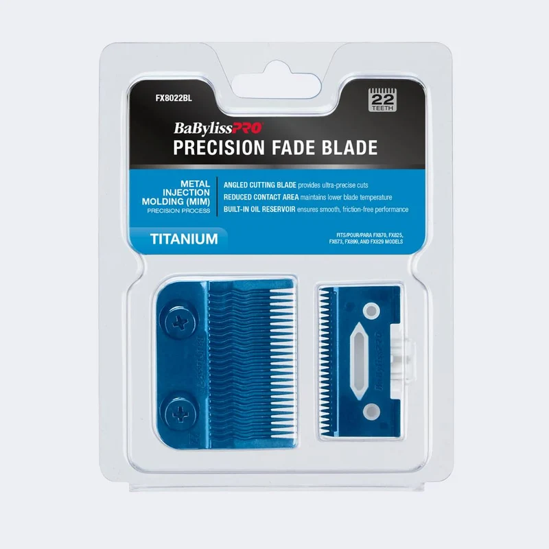 BabylissPro Blue Titanium Metal - Injection Molded (MIM) Precision Fade Blade (22 Teeth)