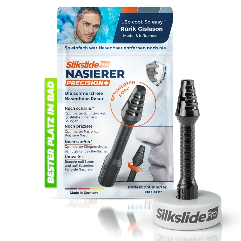 Silkslide Pro®: Nasenhaar Rasierer V4 | Set mit Keramikständer