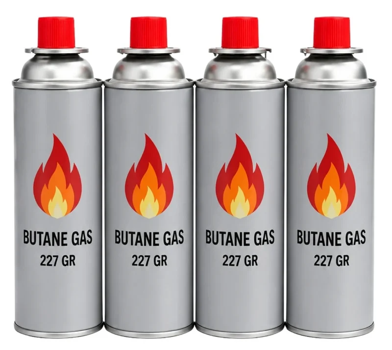 2 flammig Campingkocher Outdoor Camping Gas Kocher Grillplatte + 4x Gaskartusche