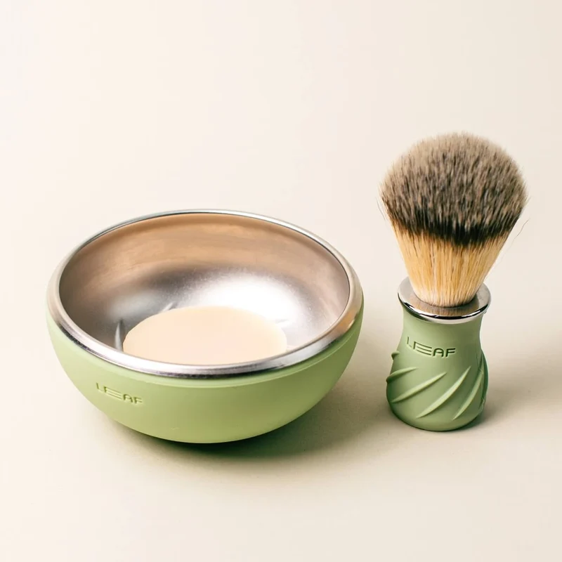 Shaving Brush & Shaving Bowl Set, Green