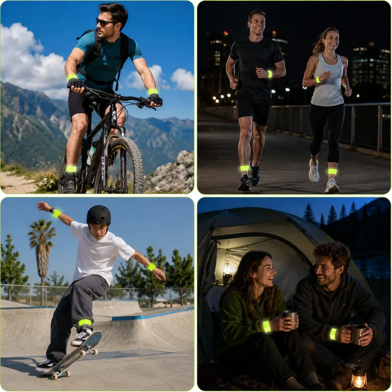 Reflektierende Armbänder Sicherheit Reflektor Band Leuchtarmband Joggen Fahrrad