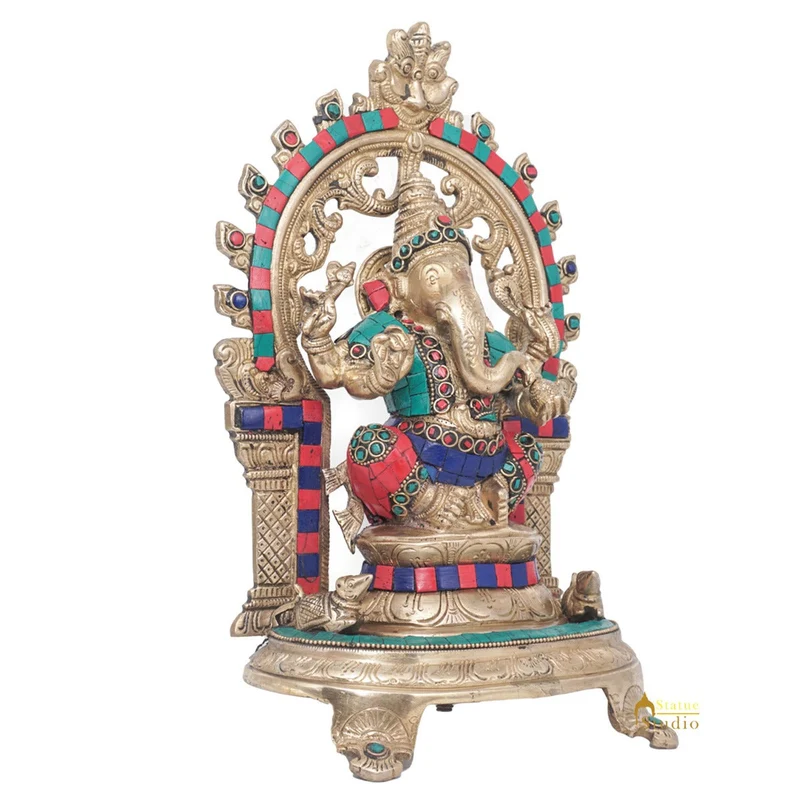 Brass Ganesha Idol Ganpati Statue For Home Office Décor Gift 11"
