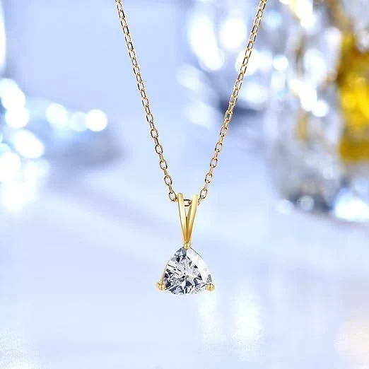 Damen Halskette 925 Silber vergoldet Zirkon Anhänger elegant Geschenk