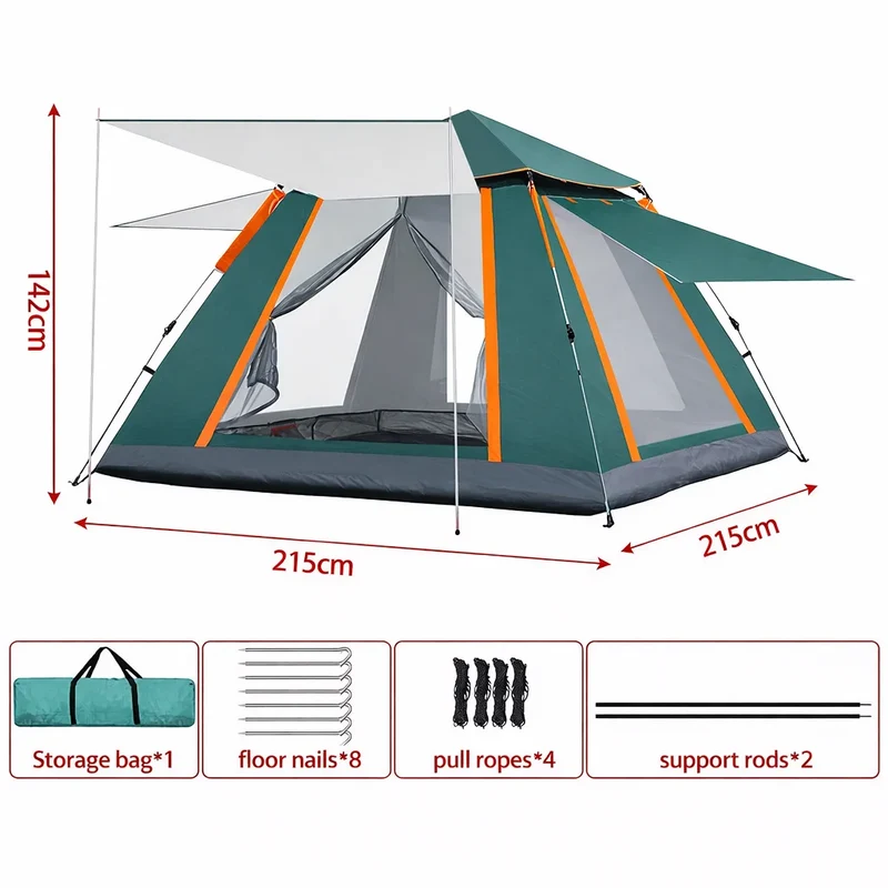 Pop Up Zelt 3-4 Personen Automatik Campingzelt Kuppelzelt Wasserdicht