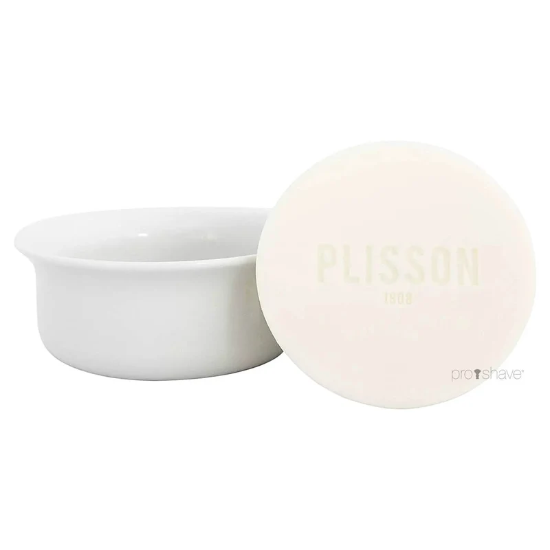 Limoges Porcelain bowl with shaving soap and lid in light beech