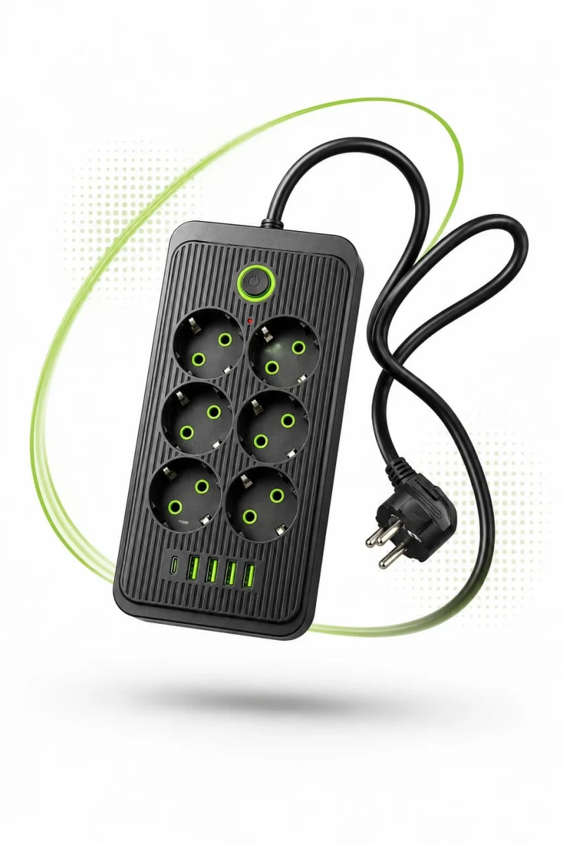 Steckdosenleiste 6 Fach mit 4 USB USB-C Mehrfachsteckdose Schalter