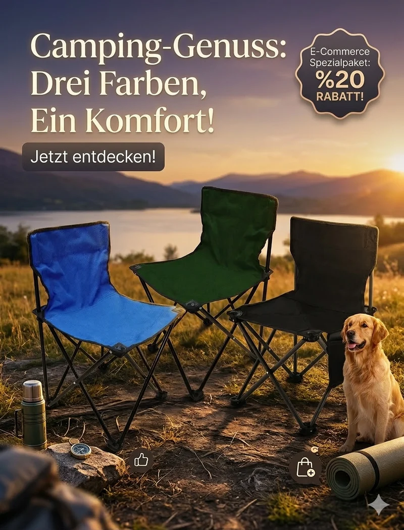 Campingstuhl Klappbar mit Getränkehalter – Angler Garten Festival Strand