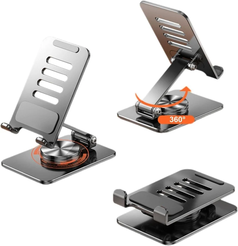 360° Drehbarer Handy-Ständer Tisch Metall Faltbar Verstellbar 4–11 Zoll