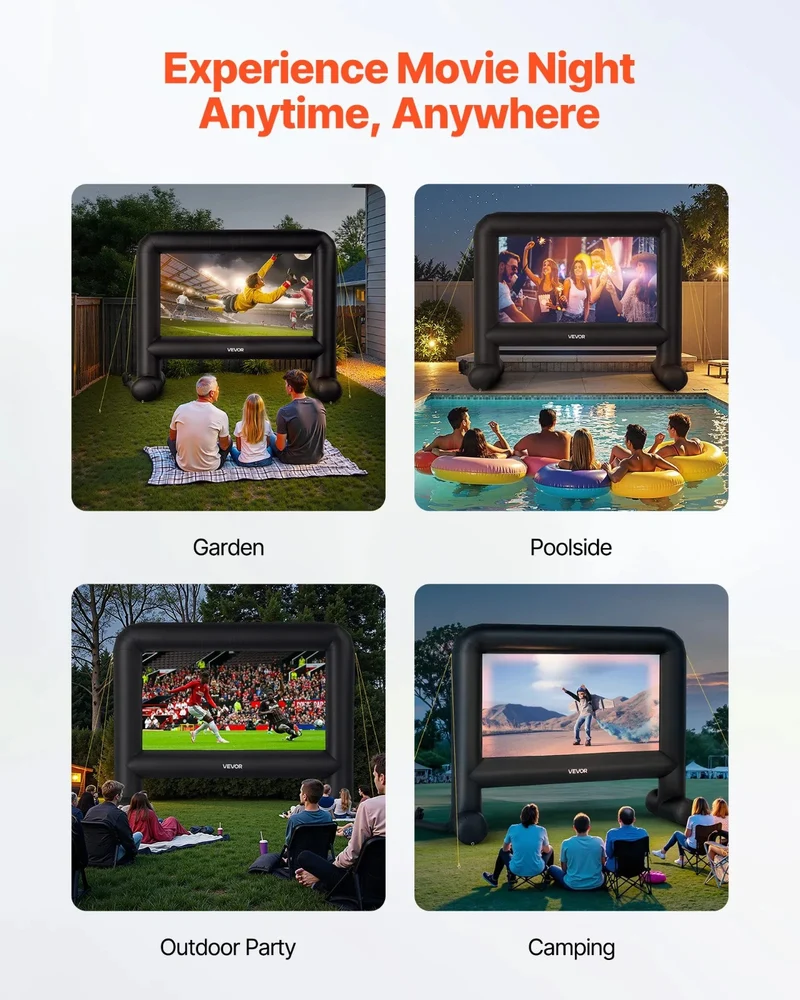 Aufblasbare Beamer Leinwand 16:9 mit Gebläse – Outdoor Projektionsleinwand für Heimkino, Gartenkino, Camping und Veranstaltungen