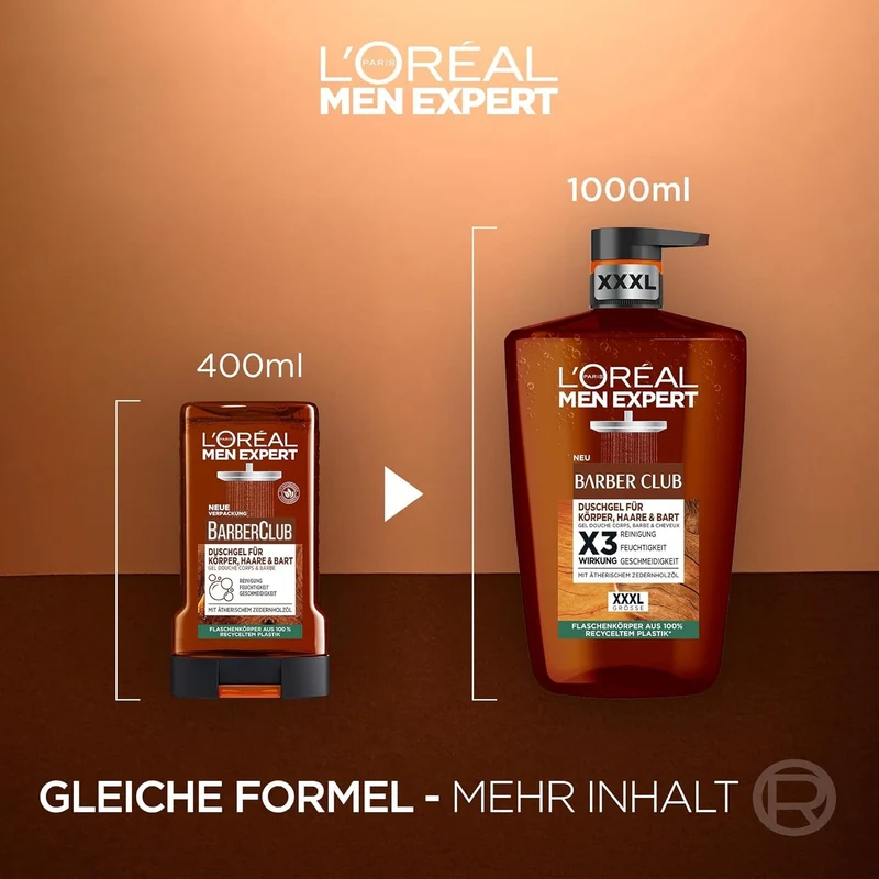 L'Oréal Men Expert Barber Club XXXL Duschgel Shampoo 1000ml Herren