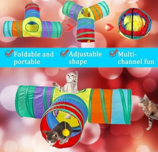 Katzenspielzeug Set 33 tlg. mit Katzentunnel Mäuse Bälle Federn Katzen Spielzeug