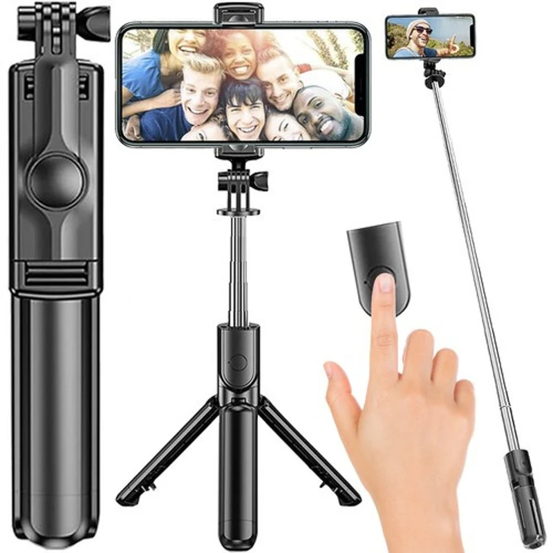 2in1 Bluetooth Selfie Stick & Stativ mit Fernbedienung – Kompakt, 360° drehbar & kompatibel mit iOS & Android