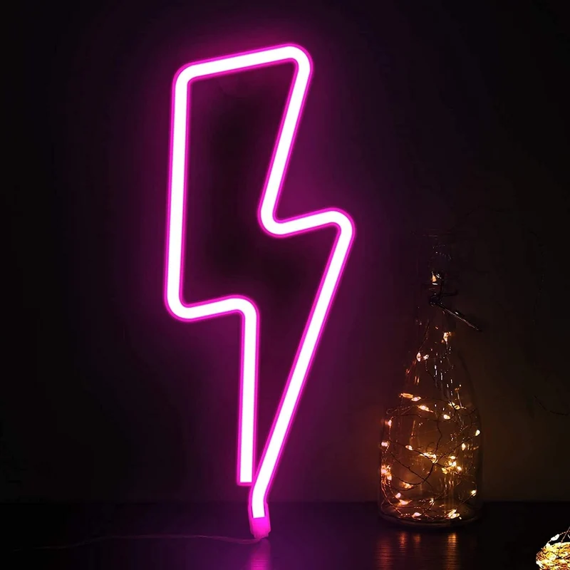 LED Blitz Neonlicht Rosa USB/Batterie Wanddeko Party Geburtstag Valentinstag ⚡⚡⚡