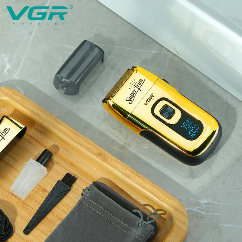VGR V-332 Professional Foil Shaver for men, 150-Minute Runtime, Dual Independent Foils | Cordless & Corded Use with 1 Year Warranty (Gold)