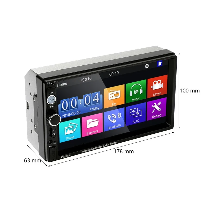 7 Zoll 2DIN Autoradio mit Bluetooth, FM, USB, AUX, MirrorLink & Rückfahrkamera