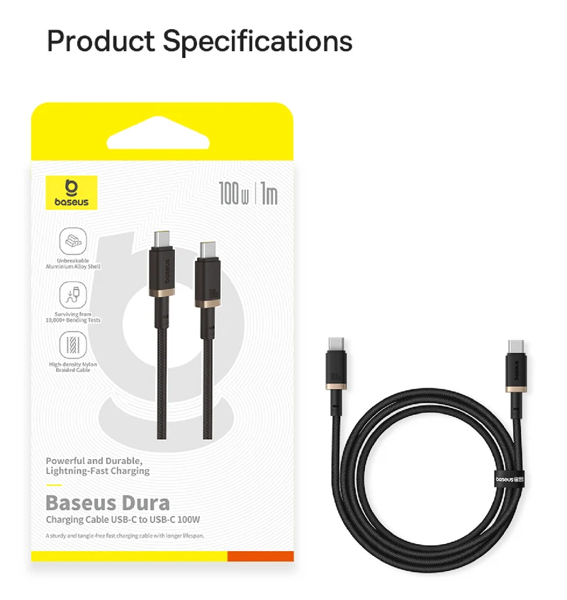 Baseus USB-C to USB-C 100W Braided Cable (1m)