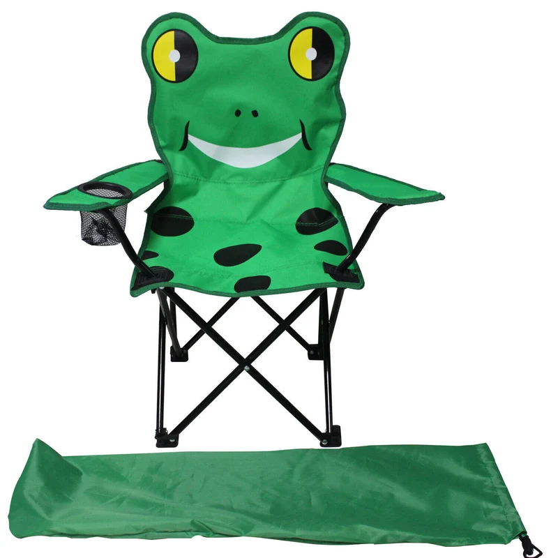 Kinder Campingstuhl Tiere – Faltbarer Klappstuhl mit Tiermotiv, Getränkehalter & Tragetasche für Garten, Camping & Picknick