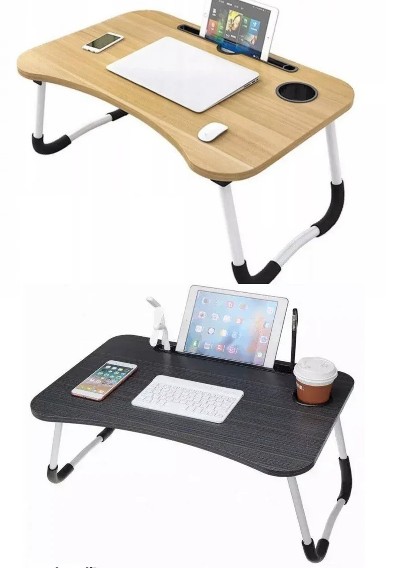 Laptoptisch klappbar 60x40 cm – Notebook Tisch & Betttisch mit Tablet Halterung, faltbares Laptop Tablett für Bett & Sofa