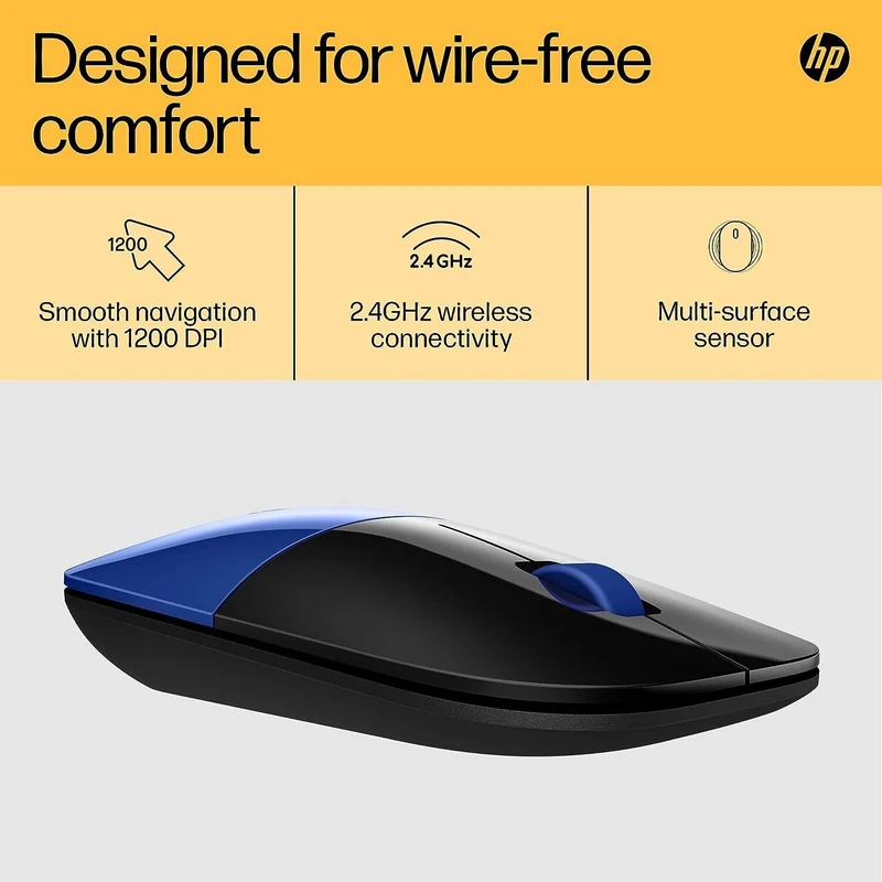HP Z3700 Blau (V0L81AA) kabellose Maus Wireless Mouse 1200 dpi mit USB Adapter