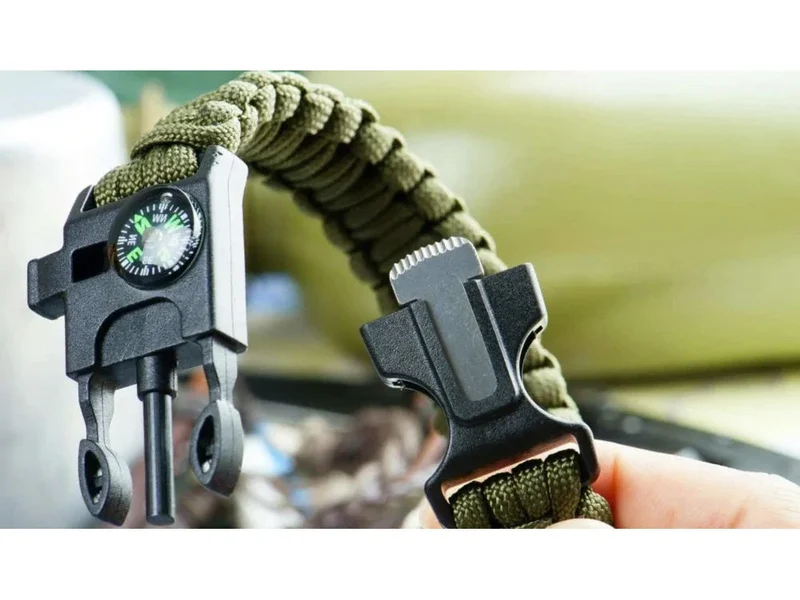 Survival Armband 5in1 mit Paracord, Kompass, Feuerstarter & Pfeife – Outdoor Notfallarmband für Camping, Wandern und Trekking