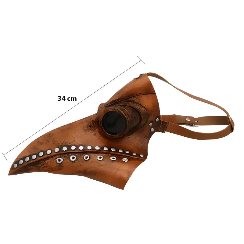 Pestdoktor Maske Braun aus Latex – Schnabelmaske für Halloween, Steampunk, Cosplay, Kostüm & Horror Party