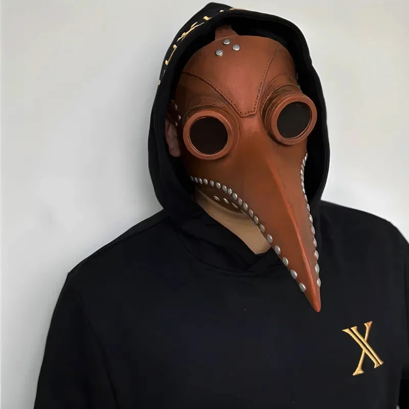 Pestdoktor Maske Braun aus Latex – Schnabelmaske für Halloween, Steampunk, Cosplay, Kostüm & Horror Party