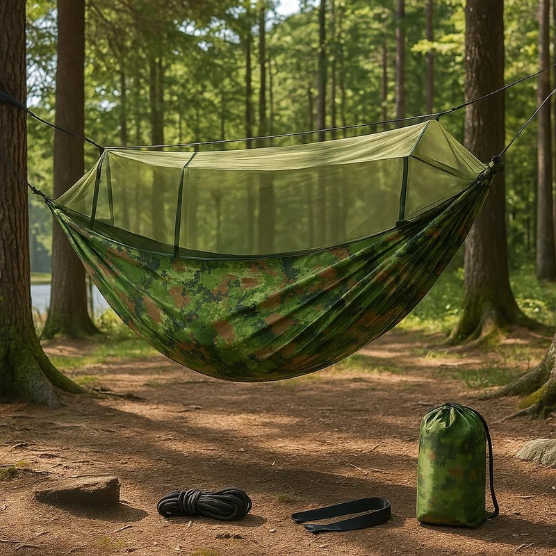 Camping Hängematte mit Moskitonetz – Ultraleichte Outdoor Reisehängematte Tarn