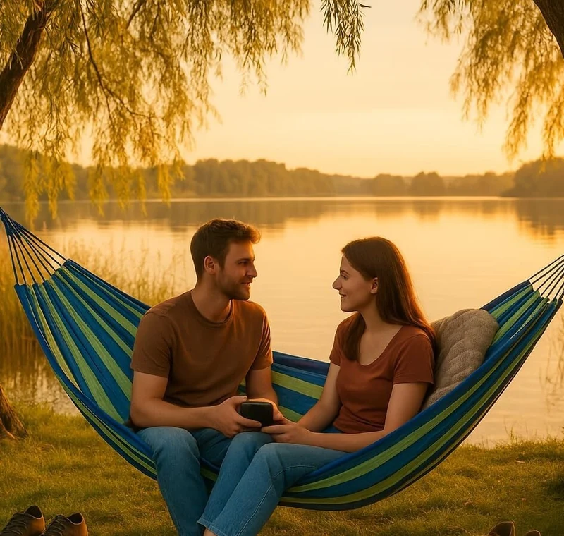 Hängematte 2 Personen 150 kg Baumwolle 240x150 cm – Garten Camping Outdoor