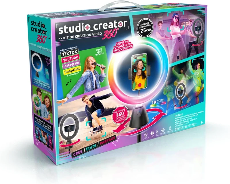 10 Zoll LED Ringlicht mit Stativ & Motion Tracking | Komplett-Set für TikTok, YouTube & Selfies | Smartes Videomaker Set mit Fernbedienung & Greenscreen