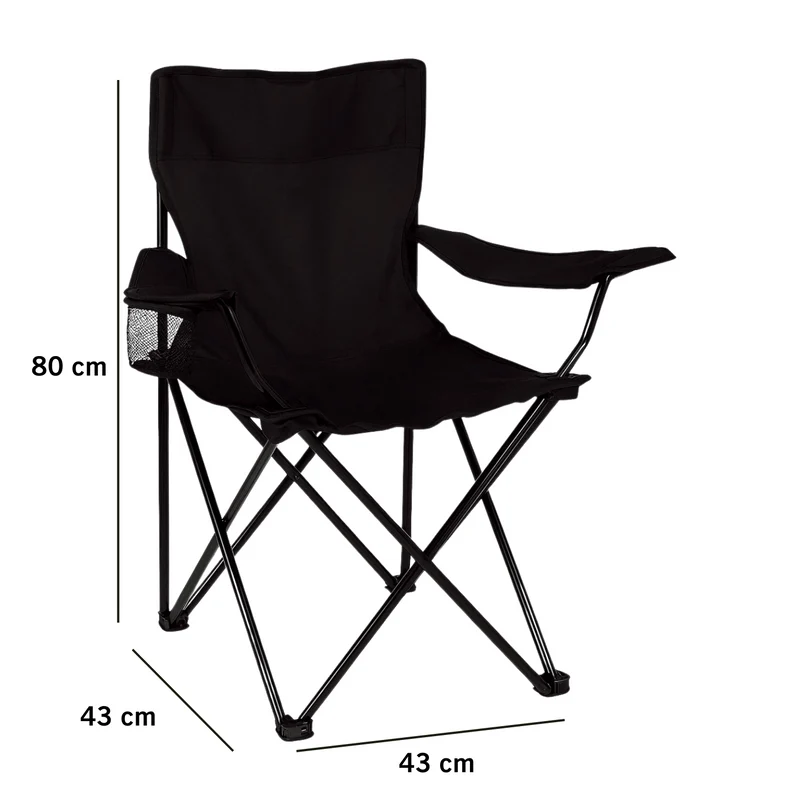 3x Klappstuhl Campingstuhl Anglerstuhl Schwarz mit Getränkehalter & Tragetasche