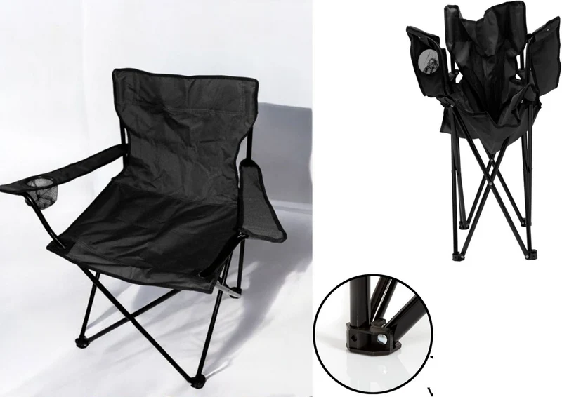 2x Klappstuhl Grün + 1x Campingtisch Schwarz Set – Faltbar mit Getränkehalter