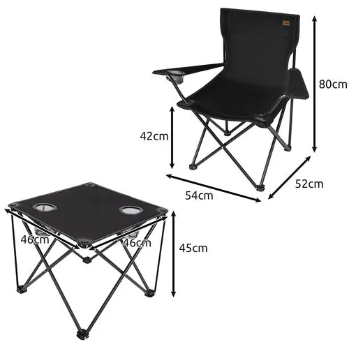 Trizand Camping Set 2x Klappstuhl Tisch faltbar Angelstuhl Outdoor mit Getränkehalter&Taschen